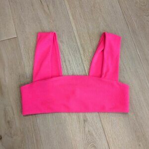 Frankie's Bikinis Hot Pink Top Sz S Ribbed Wide Straps